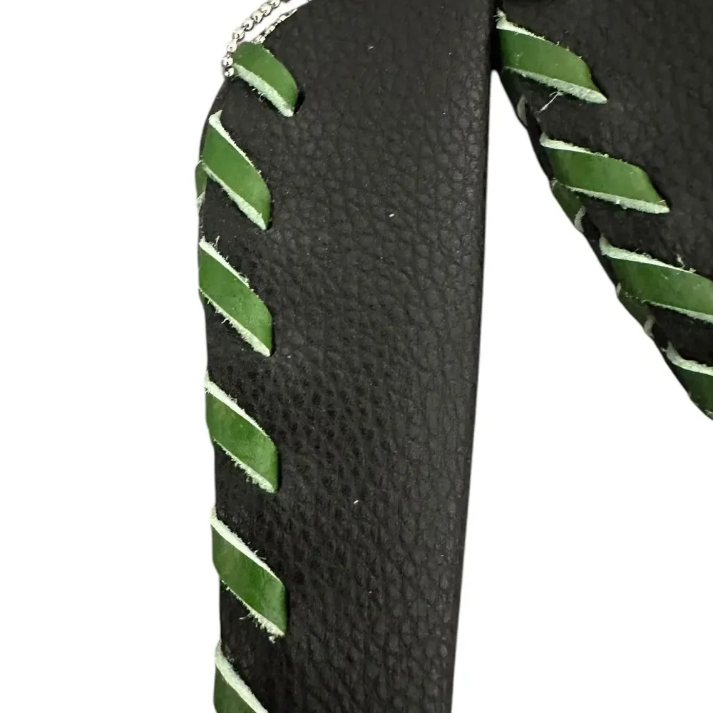Motorcycle Brake Cable Covers with Skull Beads‎ Black Green Accent Custom Bike